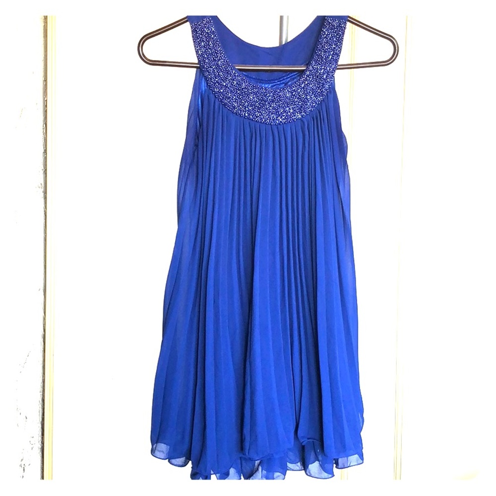 Royal blue dress ruffles mini